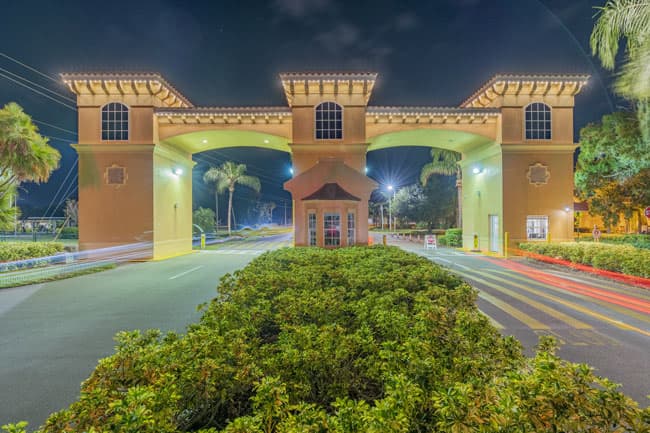 Kings Point Security Gate at Night